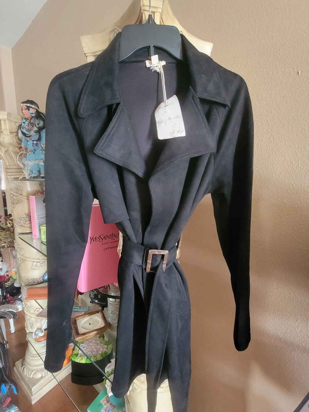 Black Women's Trench Coat with Belt